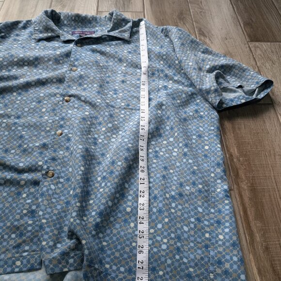 Y2K Urban Tribe Men’s Blue Geometric Short Sleeve Button Up Shirt Size 2XL - Picture 5 of 5